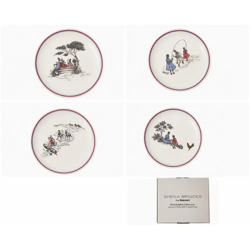 RARE Sheila Bridges Walmart Philadelphia Harlem Toile 4 Salad Plates SEALED